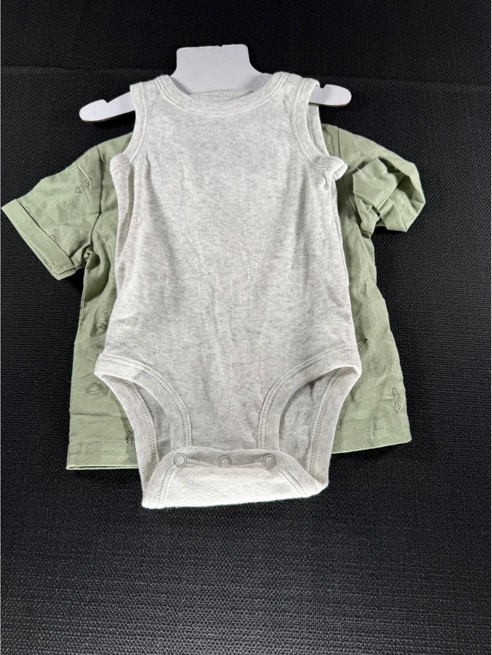 Carter's 2-Piece Baby Outfit 6M Green Shirt and Gray Bodysuit
